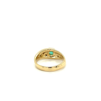 18K Yellow Gold Bezel Set Natural Emerald and Floating Round Diamond Ring – Assay Jewelers