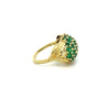 18K Yellow Gold Round Natural Emerald Gemstone Cluster Dome Ring