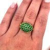 18K Yellow Gold Round Natural Emerald Gemstone Cluster Dome Ring