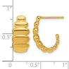 18MM J-Hoop Ribbed and Grooved 14K Gold Earrings