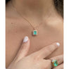 18k Rose Gold 1.47 Carat Emerald Pendant in 18k White Gold Necklace