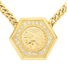 1909 US Indian Head $5 Gold Coin Pendant Necklace, 14K Gold with Diamonds