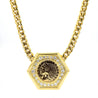 1909 US Indian Head $5 Gold Coin Pendant Necklace, 14K Gold with Diamonds