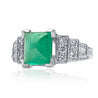 1935 Art Deco Triangle Cut Emerald in Vintage Platinum Ring