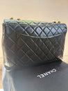 1990s Chanel Vintage Jumbo Single Flap Quilted Lambskin 24k Plated CC Logo