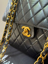 1990s Chanel Vintage Jumbo Single Flap Quilted Lambskin 24k Plated CC Logo