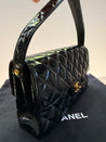 1990s Chanel Vintage Patent Leather Double Sided Flap Bag Coco Handle