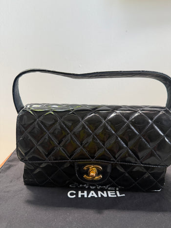 1990s Chanel Vintage Patent Leather Double Sided Flap Bag Coco Handle – Assay Jewelers