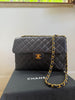 1990s Super Rare Chanel Vintage Jumbo Single Flap Lambskin Navy Blue Crossover