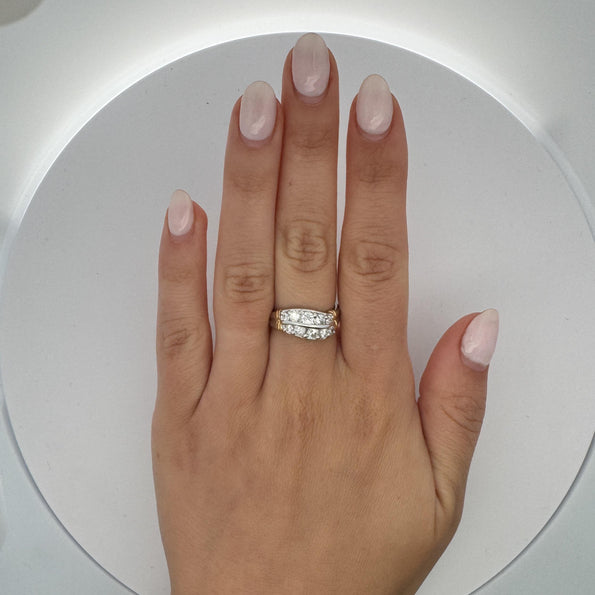1.01 Carat Dual Row Diamond Channel Platinum & 18K Gold Wavy Band Ring