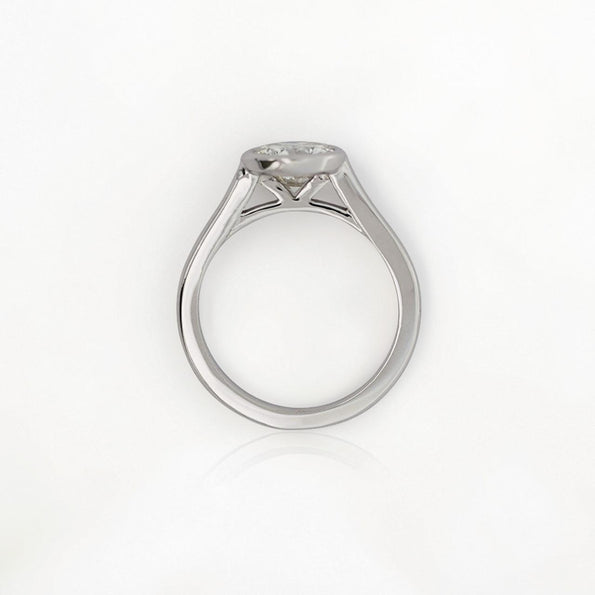1.01 Carat Round Diamond Vintage Bezel 14K White Gold Solitaire Ring
