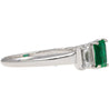 1.07 Carat Square-Cut Emerald and Diamond Three Stone Platinum Ring