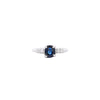 1.13 Carat Cushion Cut Sapphire & Side Diamond in 14K White Gold Engagement Ring