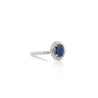 1.14 Carat Oval Deep Blue Sapphire & Round Diamond 18K White Gold Statement Ring