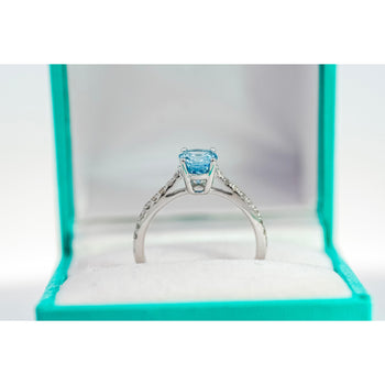 1.16 Carat Oval-Cut Aquamarine and Diamond Shank 14K White Gold Ring – Assay Jewelers