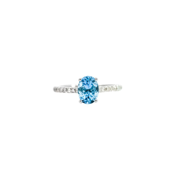 1.16 Carat Oval-Cut Aquamarine and Diamond Shank 14K White Gold Ring – Assay Jewelers