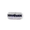 1.16 Carat Sapphire and Round Cut Diamond Cluster Band Ring in Platinum