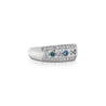 1.16 Carat Three Row White and Blue Diamond Channel Seting Band Ring