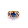 1.19 Carat Oval Cut Blue Sapphire with Baguette Cut Diamonds in 14k Gold Ring