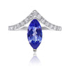 1.23 Carat Marquise Cut Tanzanite Curved Ring in 18k White Gold