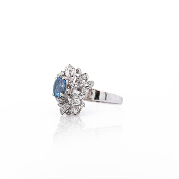 1.26 Carat Aquamarine & Diamond in 18K White Gold Floral Statement Ring – Assay Jewelers