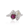 1.28 Carat Ruby & Diamond 14K White Gold Toi Et Moi Ring