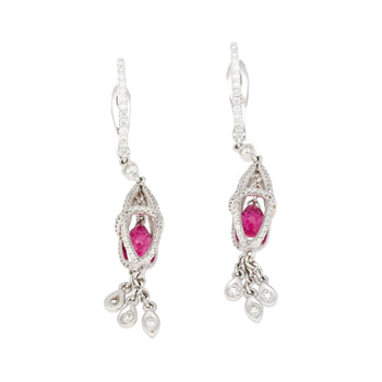 1.40 Carat Pink Sapphire and Diamond Drop Cage Earrings in 18k White Gold – Assay Jewelers