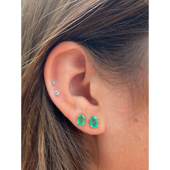 Oval Cut Natural Emerald Stud Earrings in 18k Solid Gold – Assay Jewelers