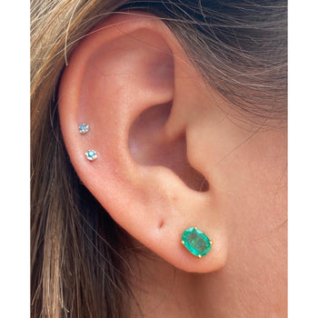 Oval Cut Natural Emerald Stud Earrings in 18k Solid Gold – Assay Jewelers