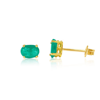 Oval Cut Natural Emerald Stud Earrings in 18k Solid Gold – Assay Jewelers