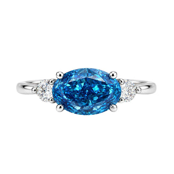 1.59 Carat Oval Cut Blue Lab Diamond 14K White Gold Engagement Ring – Assay Jewelers