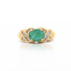 1.59 Carat Oval Cut Emerald & Diamond 14K Gold East West Ring