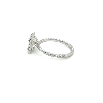 1.60 Carat Princess Cut Lab Grown Diamond Engagement Ring in 18K Rope Style Shank and Diamond Halo – Assay Jewelers