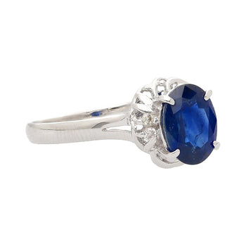 1.66 Carat Oval Blue Sapphire and Diamond Platinum Dainty Ring – Assay Jewelers