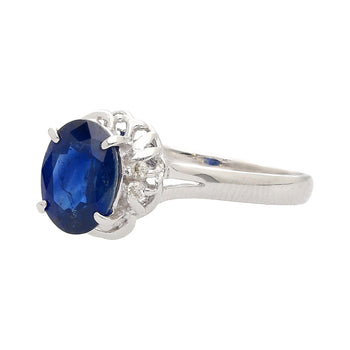 1.66 Carat Oval Blue Sapphire and Diamond Platinum Dainty Ring – Assay Jewelers