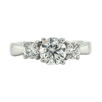 1.69 Carat 3 Stone Round Cut Lab Grown Diamond CVD Engagement Ring in Platinum Setting – Assay Jewelers
