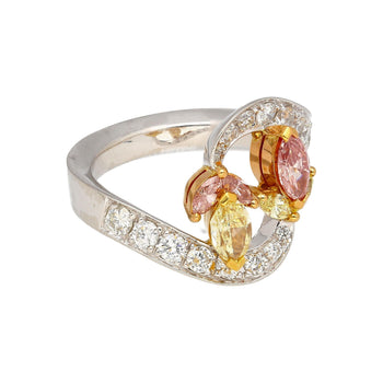 1.75 Carat Pink & Yellow Marquise Diamond Platinum & 18K Gold Bypass Ring – Assay Jewelers