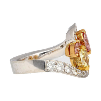 1.75 Carat Pink & Yellow Marquise Diamond Platinum & 18K Gold Bypass Ring – Assay Jewelers