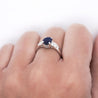 1.84 Carat Oval Cut Dark Blue Sapphire and Diamond Ring