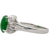 1.85 Carat Untreated Jadeite Jade and Diamond Platinum Ring HK Certified