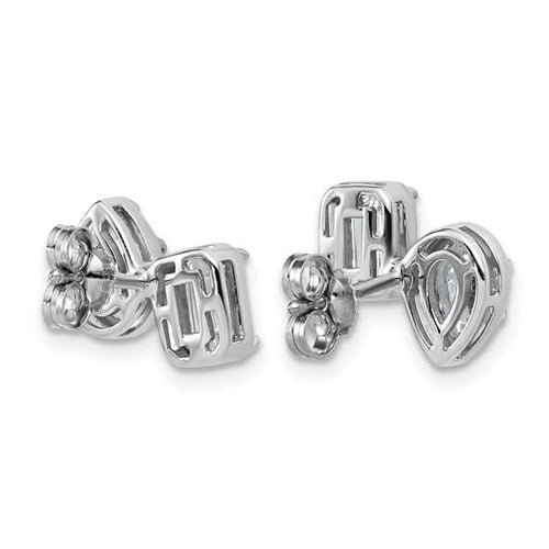 2 Carat Pear and Emerald Cut Doublet Lab Diamond Earrings 14K White Gold