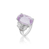 20.96 Carat Oval Light Pink Kunzite & Diamond in Platinum Filigree Cocktail Ring