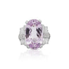 20.96 Carat Oval Light Pink Kunzite & Diamond in Platinum Filigree Cocktail Ring