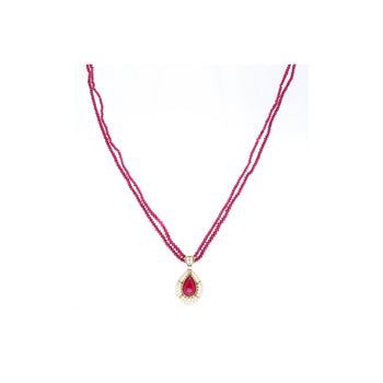 22.41 Carat Cabochon Cut Ruby Pendant In Tiffany & Co. Signed Bead Necklace – Assay Jewelers