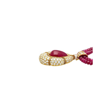 22.41 Carat Cabochon Cut Ruby Pendant In Tiffany & Co. Signed Bead Necklace – Assay Jewelers