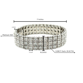 23.5 Carat Natural Round Cut Diamond 3 Row Box Set Tennis Bracelet – Assay Jewelers