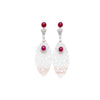 27.48 Carat Carved Grade A Lavender Jade Drop Earrings with Rubies & Diamonds