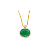 28.56 Carat Oval Cut Emerald & Diamond Halo 18K Gold Pendant Necklace