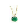 28.56 Carat Oval Cut Emerald & Diamond Halo 18K Gold Pendant Necklace