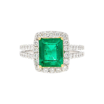 2.06 Carat Old Mine Muzo Colombian Emerald & Diamond Halo with Split Shank 18K Ring – Assay Jewelers